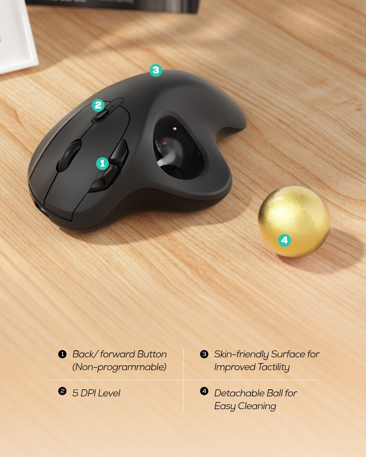 Collection of Nulea M501 Wireless Trackball Mouse in a gallery layout